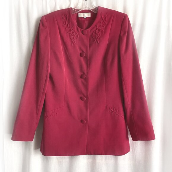 Women's business suit - dress and jacket set - burgundy color, size 38 fits S/M - Picture 2 of 7